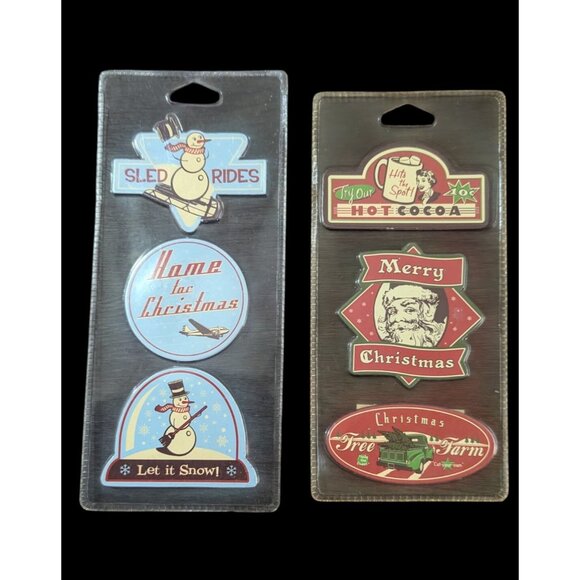 Sled Rides & Retro Christmas Magnet 6-Pack Target Brand  Holiday Decor 2004 - Picture 1 of 2